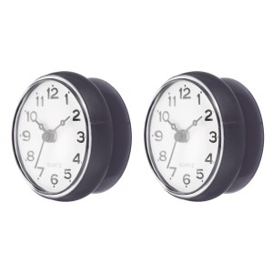 PATIKIL 防水シャワー時計 2個 ノンカチカチ サイレント ミニかわいいミラー掛け時計 吸盤付き バスルーム キッチン 家の装飾用 ダークグ