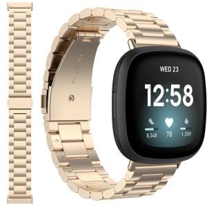 対応Fitbit(フィットビット) Versa 4/Versa 3/sense2/sense バンド ステンレス Fitbit Versa 4 向けの交換バンド 金属 高級ステンレスバ