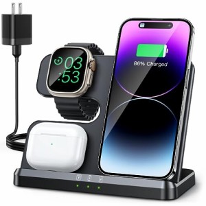 JARGOU Phoneワイヤレス充電器3in1アップルウォッチ充電器同時にiPhone/Apple Watch/AirPods に対応 急速充電置くだけワイヤレス充電器 i