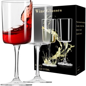 PARACITY スクエア ワイングラス 2 個セット 赤ワイングラス クリスタルクリアガラス 赤ワインと白ワイン用ワイングラス クリスマスギフ