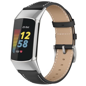 (LanQii) レザーバンド Fitbit charge 6/5 対応 バンド PUレザー素材 ベルト ソフト 柔軟性 ビジネス風 交換ベルト レディース&メンズ 革