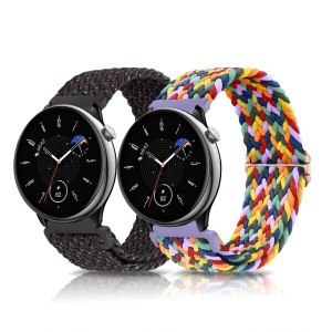 (LanQii) 20mm バンド Amazfit Active/Amazfit GTR Mini/Amazfit GTS 4/Amazfit GTS 4 Mini 対応 ナイロン バンド 編み込み スポーツ用 A