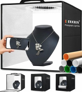 撮影ボックス 30cm DUCLUS Light Box 写真撮る箱 キット 調光可能な112個LEDライト、8枚 小物専用な 商品撮影用背景