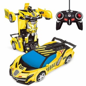 Tcvents ラジコンカー 変形 車おもちゃ 変身 ロボット ラジコン 車 リモコン 1/18 RCカー 多機能ロボットおもちゃ こども向け 子供 おも