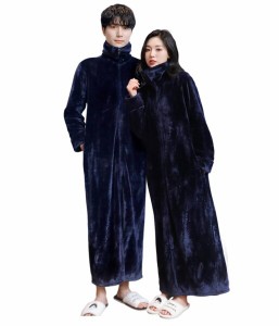 (DAYCLOTH) 2024ロング 着る毛布 メンズ レディース 着丈130/140cm 足まで ルームウェア 部屋着 双方向ジッパー ポケット付 体型カバー 