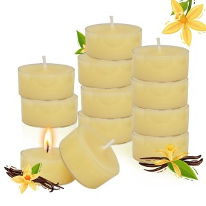 バニラの香りのティーライトキャンドル ミニアロマキャンドル 24個 円形 Tealight Candles 透明カップ蝋燭 燃焼6-7時間 家の装飾 暖茶 安