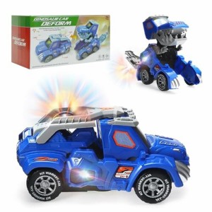 SOONALL 恐竜 変形ロボット おもちゃ 車 恐竜恐竜の車 自動変形 一体型 変形おもちゃ 変身LED車 光音付き おもちゃの車を歌う 子供のおも