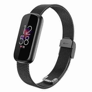 (CHULN) For Fitbit Luxeメタル バンド、コンパチブル Fitbit Luxeエレガントでクラシックな交換ベルト調節可能なベルト(黒)