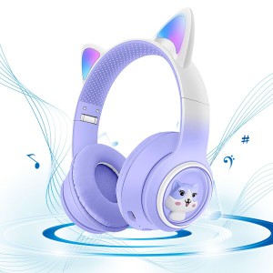 ヘッドホン ブルートゥースイヤホン 猫耳Bluetooth 有線/無線両用 Bluetooth5.3 猫の耳が光る RGBライトデザイン マイク内蔵 HIFI音質 可