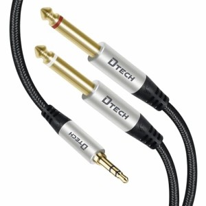 DTECH 3.5mm to 6.35mm x 2 オーディオ変換ケーブル ステレオミニプラグ Y型 分岐 1/8 TRS ステレオ to デュアル 1/4 TS モノ オーディオ