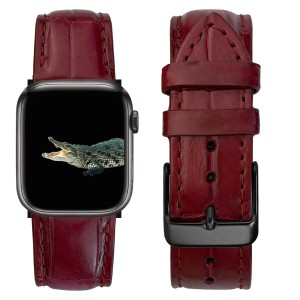 ボルドー クロコダイル時計ベルト コンパチブル Apple Watch バンド 38mm 40mm 41mm Series 9 8 7 6 5 4 3 2 1 ワニ 対応 アップルウォッ