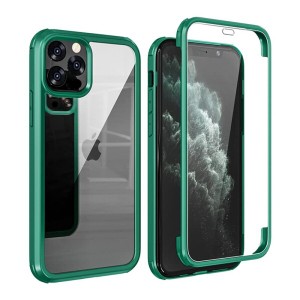 YSAN iPhone12mini 用 ケース 360度全面保護 (100％画面感度)(両面ガラス) クリアフルカバー 米軍MIL規格 透明 耐衝撃 薄型 軽量 シリコ