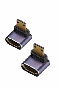 YFFSFDC HDMI L型変換アダプタ Mini HDMI(オス) to HDMI(メス) L型 HDMI延長アダプタ 8K HDMIミニ HDMI2.1変換アダプター 8K@60Hz, 4K@14