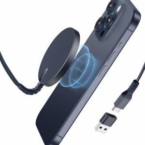 ESR ワイヤレス充電器 MagSafe 対応 充電器 マグネット式 iPhone15/14/13/12シリーズ対応 急速充電 強力磁気吸着 強化編組ナイロンケーブ