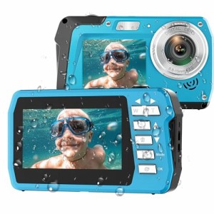 防水デジカメ4Ｋ水中カメラ3.5m防水カメラ 48MP オートフォーカス IPS デュアルスクリーン(3インチ/2インチ) 自撮り シュノーケリング用