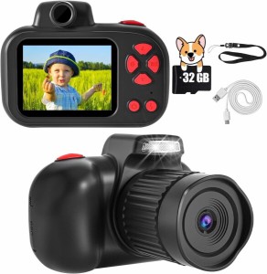 CIMELR キッズカメラ 子供用 トイカメラ 4800万画素 1080P HD 動画 2.4インチIPS 画面/32GBメモリーカード付き/USB充電/オートフォーカス