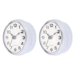 PATIKIL 防水シャワー時計 2個 ノンカチカチ サイレント ミニかわいいミラー掛け時計 吸盤付き バスルーム キッチン 家の装飾用 ホワイト