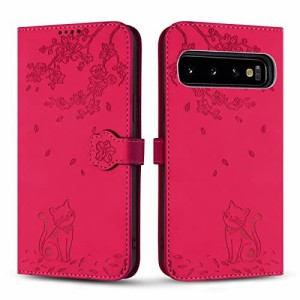 Galaxy S10 ケース 手帳型 Rosbtib ギャラクシー S10 SC-03L ケース プラムブロッサム ラブリー 子猫柄 Galaxy S10 SCV41 スマホケース 