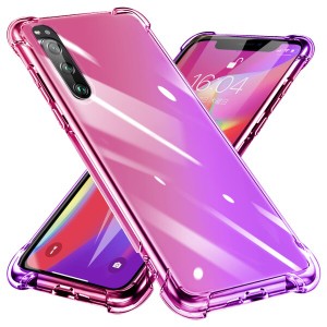 Xperia 5 ケース クリア TPU グラデーション色 SO-01M SOV41 ケース 耐衝撃 ソニー エクスペリア 5 カバー 透明 一体型 落下防止 防塵 変