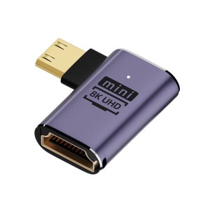 NFHK L字型ミニHDMIオス-HDMI 2.1メスUHD拡張ゴールドコンバーターアダプター 8K 60hz HDTV対応