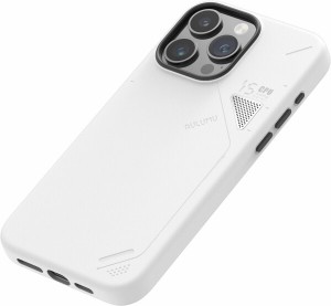 Aulumu A15 Vegan Leather for iPhone 15 Pro Max マグネットケース (ユニークな冷却窓) - Magsafe対応 (メタル個別ボタン) - ホワイト