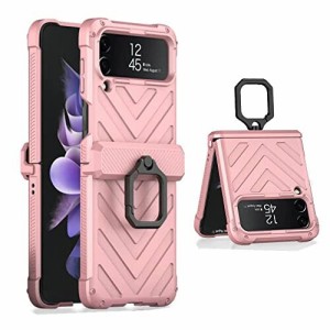 AnMengXinLing Galaxy Z Flip4ケース リング付き耐 衝撃 ヒンジ 保護 スマホカバー サムスンギャラクシーZ フリップ4 折りたたみ保護カバ