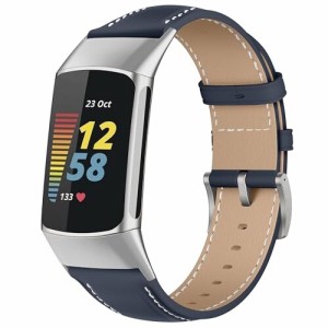 (LanQii) レザーバンド Fitbit charge 6/5 対応 バンド PUレザー素材 ベルト ソフト 柔軟性 ビジネス風 交換ベルト レディース&メンズ 革