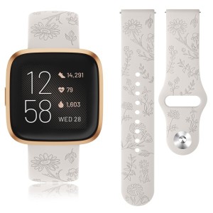 刻印フラワーバンド for Fitbit Versa 2 / Fitbit Versa/Fitbit Versa Lite/Fitbit Versa SE バンド 交換ベルト 交換バンド ソフトシリコ