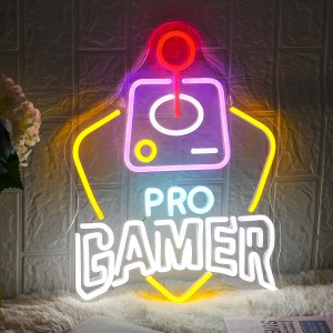 Alkkign GameネオンサインPro Gamer LEDネオンサイン男の子ゲーム室カラーゲームネオンサインゲームエリアパーティーリビング寝室装飾調