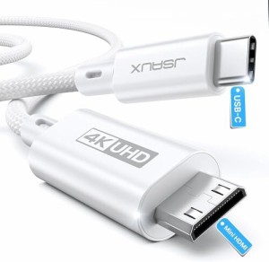 JSAUX USB-C - Mini HDMIケーブル 10フィート (HDMIではありません) ノートパソコンからポータブルモニターケーブル 高速4Kコード (4K@30