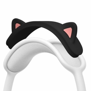 kwmobile ヘッドホンカバー 対応: Apple AirPods Max 猫耳ヘッドバンドカバー - 可愛い シリコン 黒色/ダークピンク