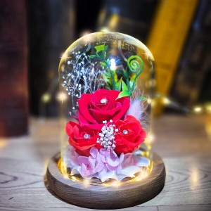Dear your Flowers プリザーブドフラワー 贈り物 2024 母の日 ガラスドーム LEDライト付 誕生日 プレゼント 女性 フラワーギフト 日本製 