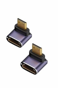 YFFSFDC HDMI L型変換アダプタ Mini HDMI(オス) to HDMI(メス) L型 HDMI延長アダプタ 8K HDMIミニ HDMI2.1変換アダプター 8K@60Hz, 4K@14