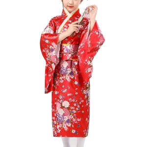 (RONGUI) 着物 子供 女の子 コスプレ 正月 七五三 kimono set kids 日本 伝統 土産 外国人 (赤（red:レッド）, 120)