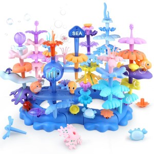 CORPER TOYS 珊瑚 海 積み木 魚 おもちゃ 76PCS 立体パズル 組み立て ブロック モンテッソーリ 砂場おもちゃ 砂場セット 花遊び カラフル