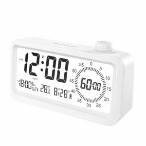 目覚まし時計 大き文字 デジタル時計 つまみ式 置き時計 3っアラーム設定 多機能アラーム時計 静音 秒針可視化 デジタル時計 タイマー可