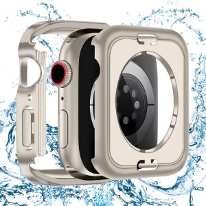 YUGYUG for アップルウォッチ9/8/7 カバー 41mm Apple Watch 9/8/7 カバー 41mm 防水ケース 360ど度 3D直角エッジデザイン アップルウォ