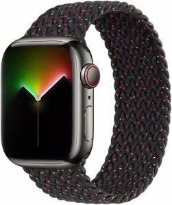 コンパチブル Apple watch バンド ブレイデッドソロループ iWatch バンド 交換用ベルト ステンレス接続部 伸縮性 通気性 apple watch Ser