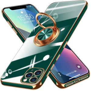 iPhone 11 Pro 用ケース リング付き メッキ加工 クリア TPU 耐衝撃 驚くほどの手触り 車載ホルダー対応 軽量 薄型 レンズ保護 マット感 