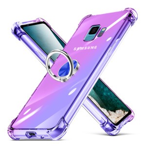 Galaxy S9 用 ケース リング クリア 透明 スリム 薄型 TPU Galaxy S9 カバー 耐衝撃 クリア 透明 スリム 薄型 グラデーション スタンド機