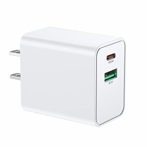 20W PD急速充電器 2ポート USB-C + USB-A PD対応 20W 充電器 (iPhone15/14/13/12/11/SE3/SE2、Galaxy、Pixel、Xperia、ipadなど対応) ホ