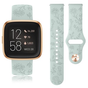 刻印フラワーバンド for Fitbit Versa 2 / Fitbit Versa/Fitbit Versa Lite/Fitbit Versa SE バンド 交換ベルト 交換バンド ソフトシリコ