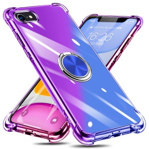 iPhone SE 用 ケース (第3世代)/iPhone SE 用 ケース (第2世代) /iPhone 8 用 ケース/iPhone 7 用 ケース リング付き クリア TPU グラデ