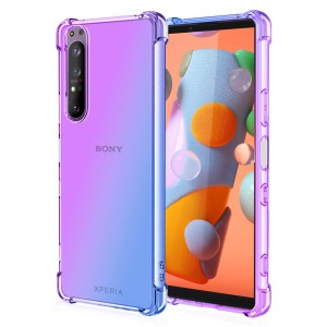 Xperia 1 II ケース クリア 耐衝撃 ケース クリア 透明 グラデーション色 スマホケース TPUバンパー カバー 薄型 Qi充電対応 擦り傷防止 