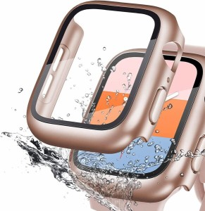 DIKESHGU for Apple Watch防水ケース series6/SE/5/4 44mm/40mm アップルウォッチ保護カバー ガラスフィルム 一体型 PC素材 タッチ感良好