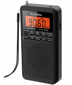 小型携帯ラジオFM/AM/SW,単三電池2本使用,夜間でも使えるバックライト付きボタン,デジタル時計、目覚まし時計、スリープタイマー機能最適