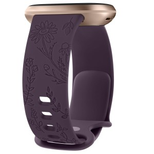 刻印フラワーバンド for Fitbit Versa 4 / Versa 3 / Fitbit Sense 2 / Fitbit Sense バンド 交換ベルト 交換用バンド 柔らかい シリコン