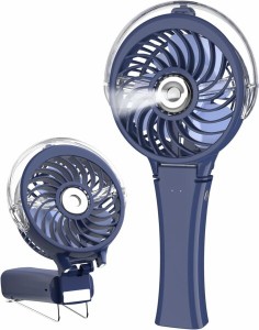 HandFan ハンディファンミスト 携帯扇風機 ハンディー扇風機 ミスト付き 手持ち/卓上両用 折り畳み式 2000mAh充電式 3段階風量 6枚羽根 