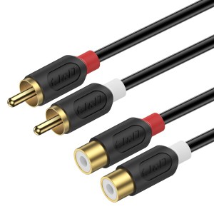 J&D 2RCA to 2RCA ケーブル、RCAケーブル金メッキ(AudioWaveシリーズ) 2 RCAオス- 2 RCAメスステレオオーディオケーブル - 0.9 Meter