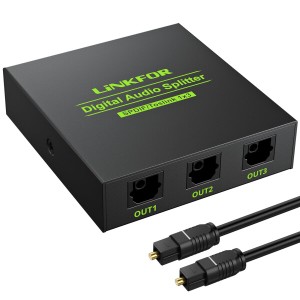 LiNKFOR SPDIF/TosLink 光デジタル 分配器 1入力3出力 LPCM2.0 DTS Dolby-AC3に対応 USBケーブルと光ケーブル付属 PS3/XBOX/Blue-Ray/DVD